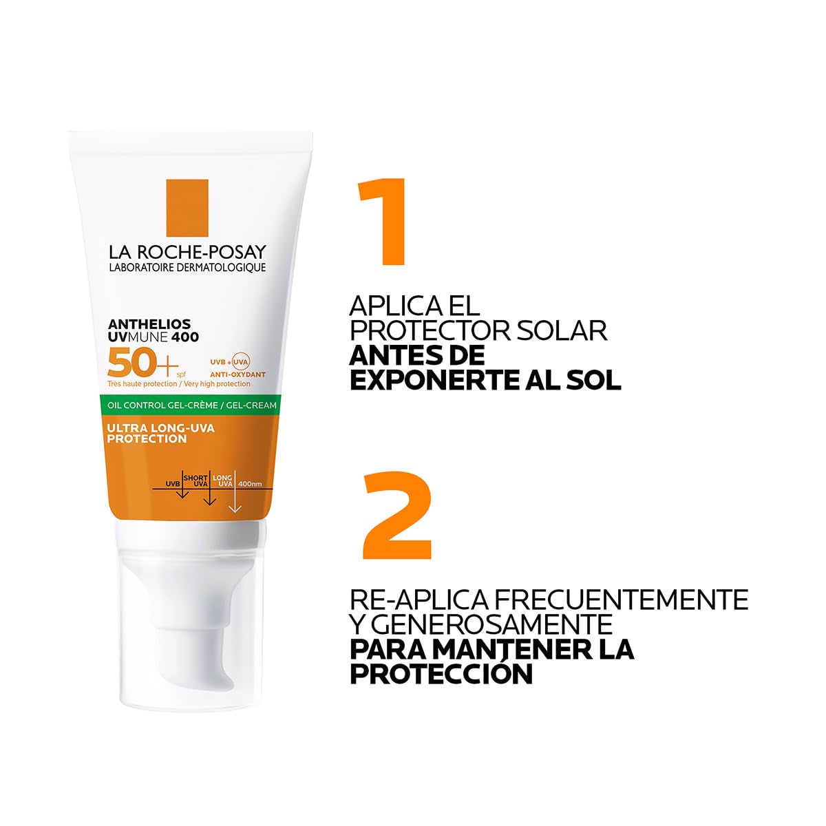 La Roche-Posay ANTHELIOS XL, Gel-Crema Toque Seco anti Brillo, SPF 50+, 50 Ml